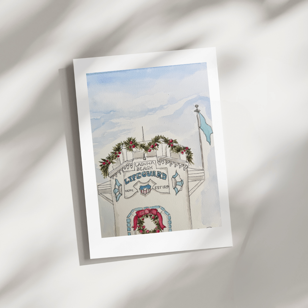 Greeting Card - Laguna Lifeguard Tower Garland