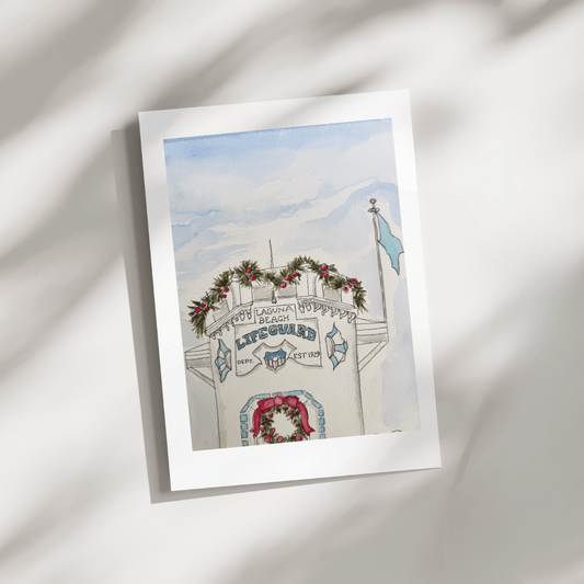 Greeting Card - Laguna Lifeguard Tower Garland