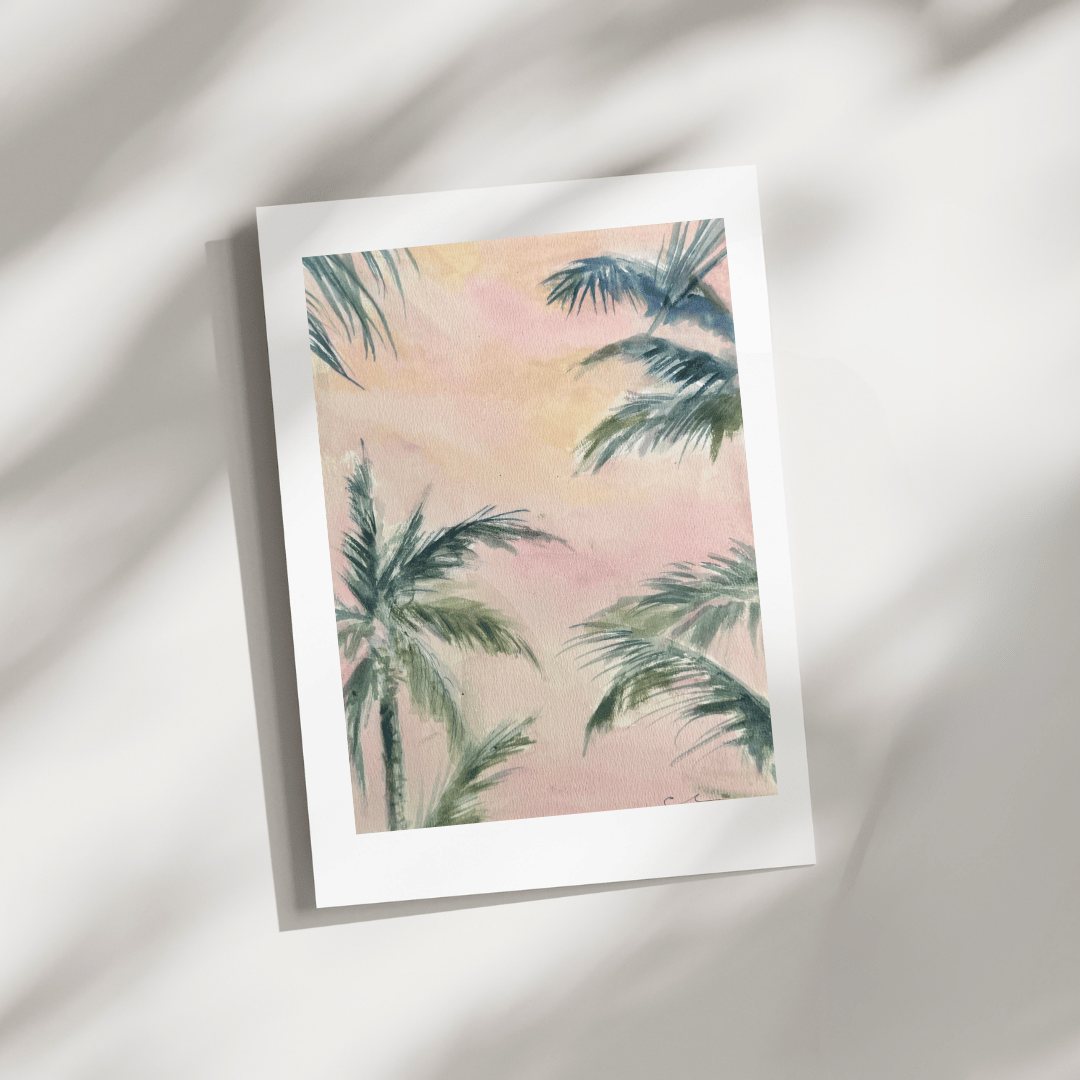 Greeting Card - Peach Sky Palms