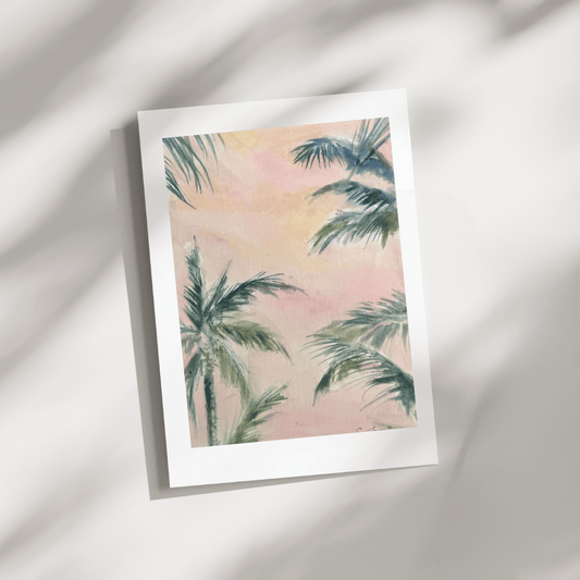 Greeting Card - Peach Sky Palms