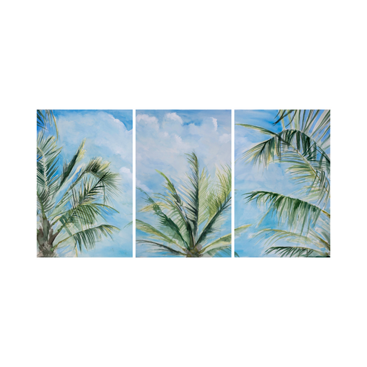 Palms and Sky Watercolor Triptych Limited Edition Print